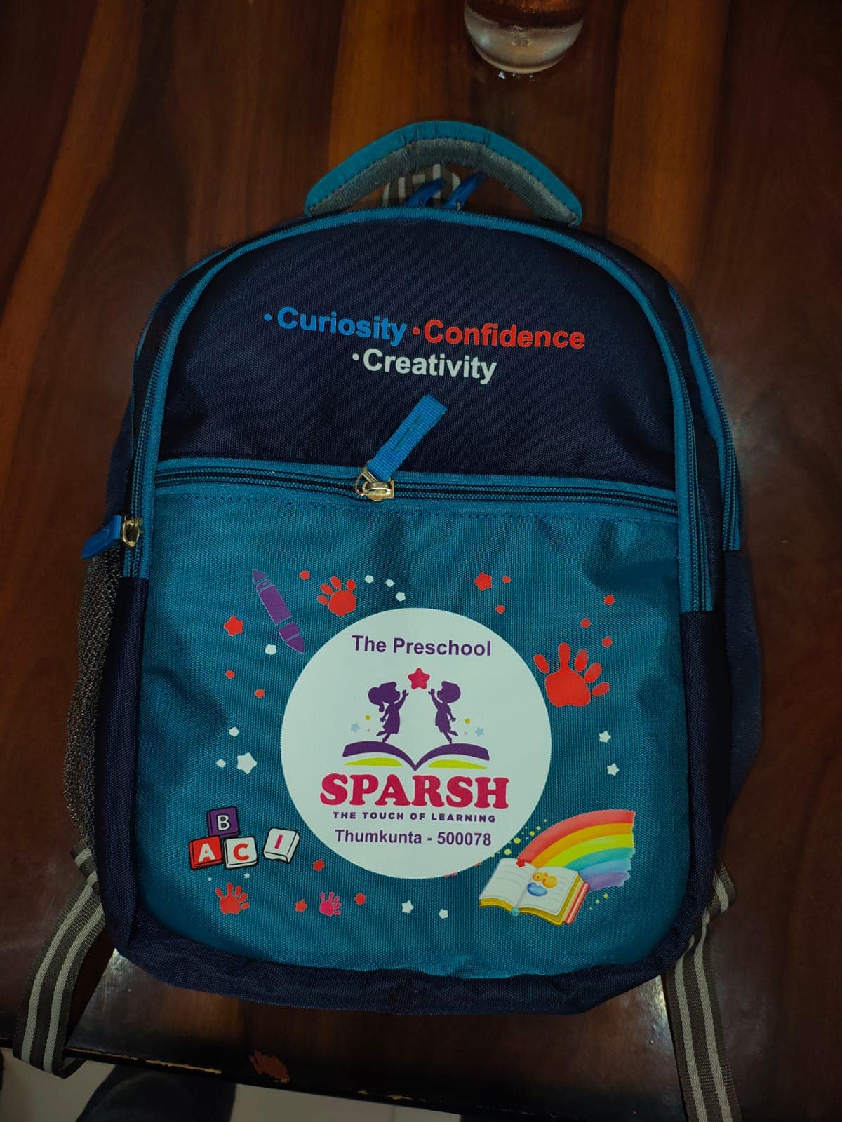 Pre-school backpack printed in full colour with a customer's logo