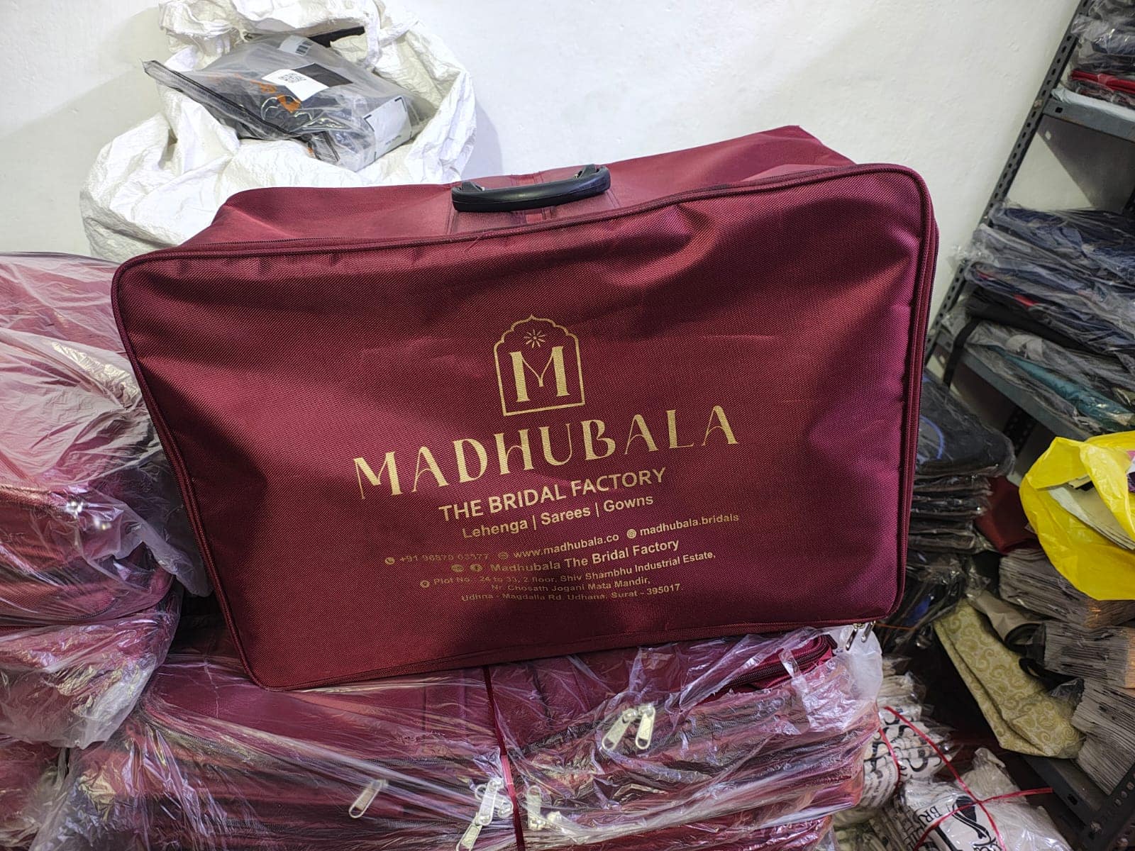 Customer branding being applied to a bag at the workshop